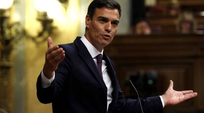 El jefe del Ejecutivo, Pedro Sánchez, en el Congreso.