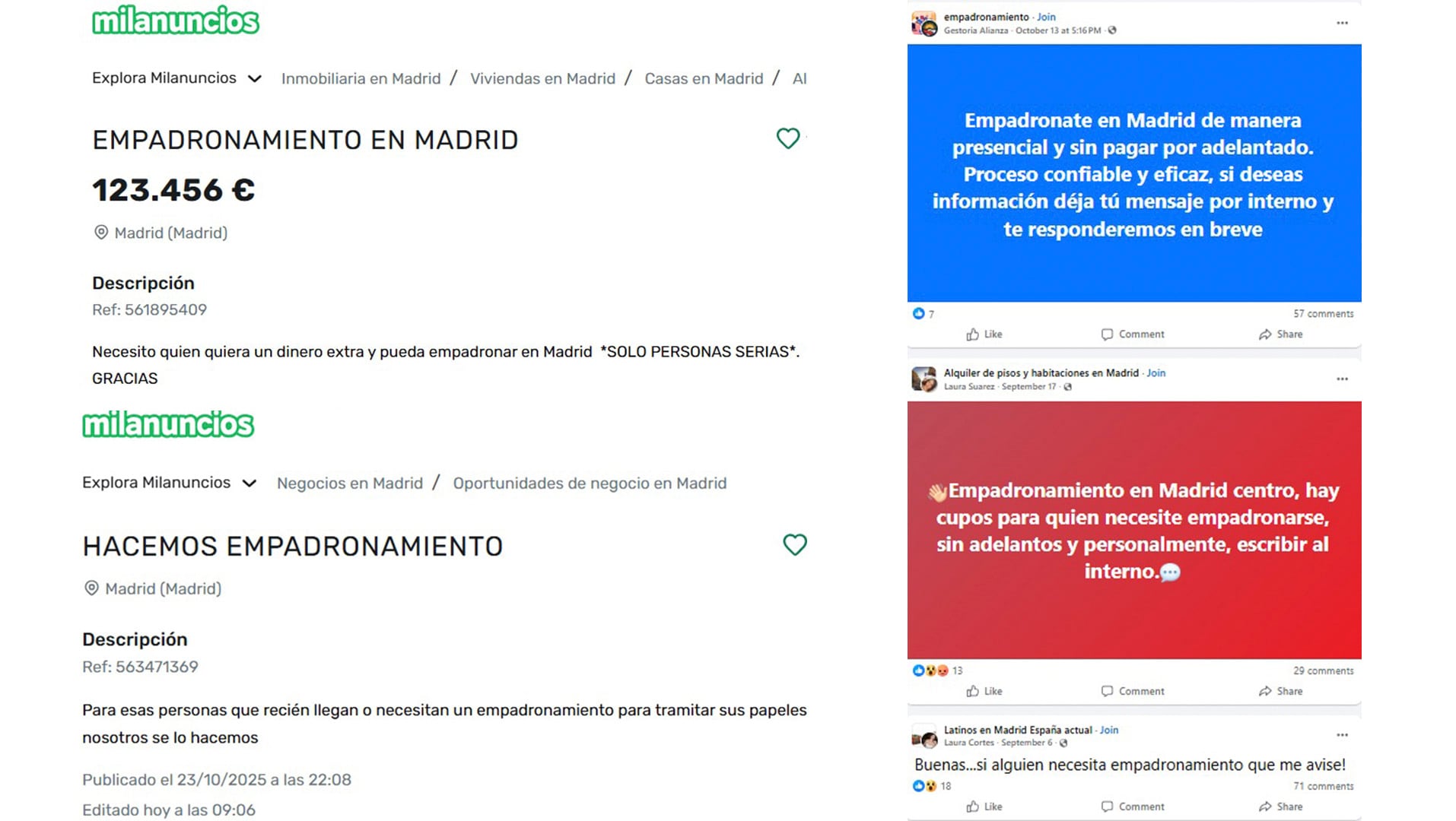 Nuevo gran negocio ilegal en Madrid: empadronar a extranjeros en domicilios o locales por hasta 300 euros