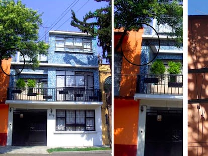 Detalles de la fisura en la fachada de un edificio sin separación en la Alcaldía Benito Juárez.