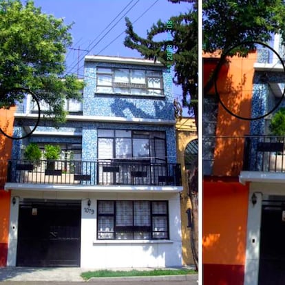 Detalles de la fisura de la fachada del edificio.