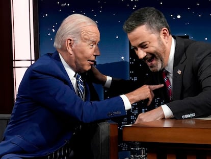 El presidente Joe Biden, durante la grabación del programa de Jimmy Kimmel este miércoles.