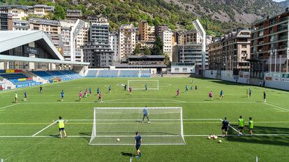 Entrenamiento del Andorra durante la semana pasada.