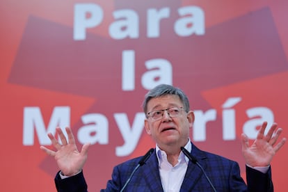 El presidente de la Generalitat y secretario general del PSPV-PSOE, Ximo Puig, durante su intervención en el comité nacional del partido en Valencia.