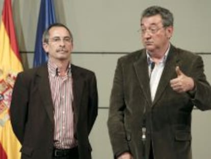 Ram&oacute;n G&oacute;rriz y Toni Ferrer, secretarios de Acci&oacute;n Sindical de Comisiones Obreras y UGT. 