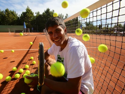 Carlos Alcaraz, durante un entrenamiento.