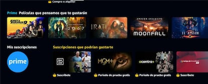 Interfaz de Amazon Prime Video