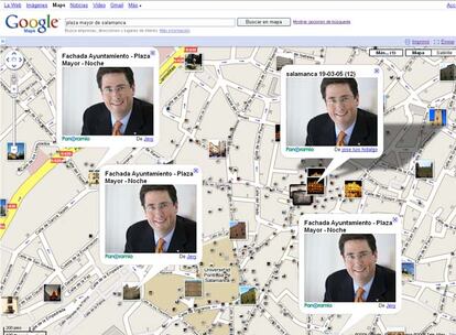 Bill Henry, consejero delegado de Tele Atlas, reproducido en uno de sus mapas de Salamanca.