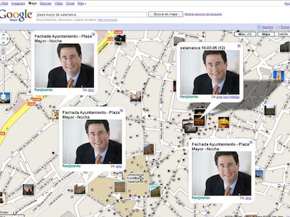 Bill Henry, consejero delegado de Tele Atlas, reproducido en uno de sus mapas de Salamanca.