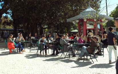 El quiosco rosa del parque del Príncipe Real, en Lisboa. 