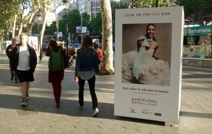 Muestra fotogr&aacute;fica &#039;Look on the Bride side&#039; de la &#039;Barcelona Bridel Week&#039;, en el paseo de Gr&agrave;cia.