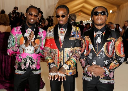 Migos at a gala in New York in 2018. From left to right, Offset, Quavo and Takeoff
