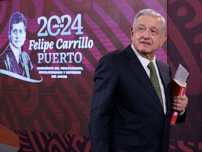 El presidente Andrés Manuel López Obrador en el Palacio Nacional, el 5 de abril de 2024.