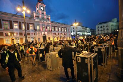 Concentración del movimiento Alerta Roja, hoy en la madrileña Puerta del Sol. 