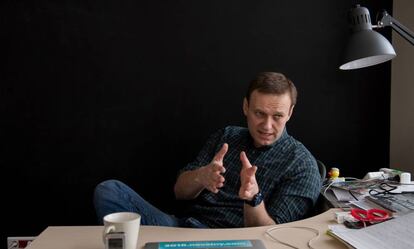 Alexei Navalni, durante la entrevista con los medios europeos de la alianza LENA.