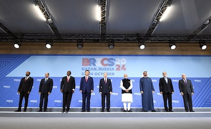 Foto de familia de los presidentes asistentes a la cumbre de los BRICS, este miércoles.