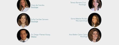 Página web de la clínica, antes de ser corregida, en la que Yllanes aparece como miembro del equipo médico.