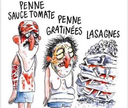 "Sismo a la italiana", la viñeta de Charlie Hebdo sobre el terremoto de Amatrice.