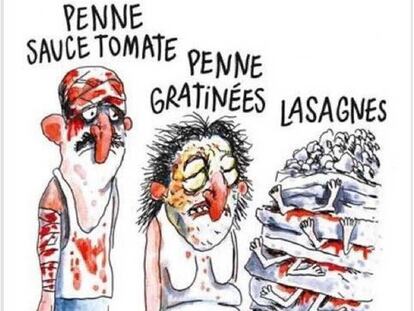 "Sismo a la italiana", la viñeta de Charlie Hebdo sobre el terremoto de Amatrice.