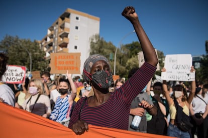 Manifestación en Berlín, el pasado domingo, por la crisis desatada tras el incendio en Moria (Grecia).