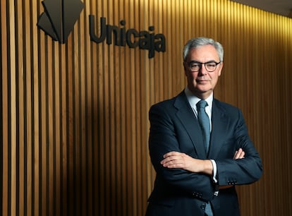 El presidente de Unicaja, José Sevilla, en la sede de la compañía en Madrid.