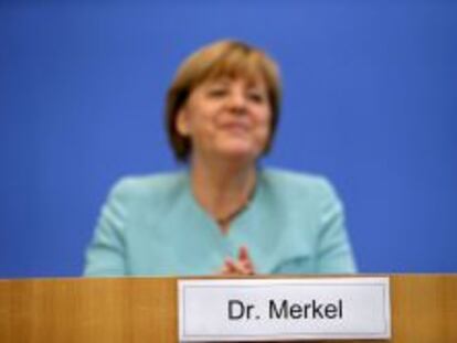 Angela Merkel , en una rueda de prensa ayer.