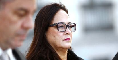 La madre de Neymar, Nadine Gonçalves, a su llegada a la Audiencia Nacional.