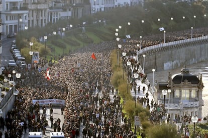 Manifestación convocada por los sindicatos abertzales en San Sebastián, el 17 de octubre de 2009.