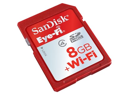 Sandisk Eye-Fi. Una tarjeta para guardar los mejores momentos y compartirlos r&aacute;pidamente a trav&eacute;s de Wi-Fi. Tiene 8 gigas de memoria. PVP.: 79,99 euros.