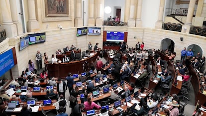 Senadores asisten a un debate en el Congreso colombiano, en Bogotá (Colombia).