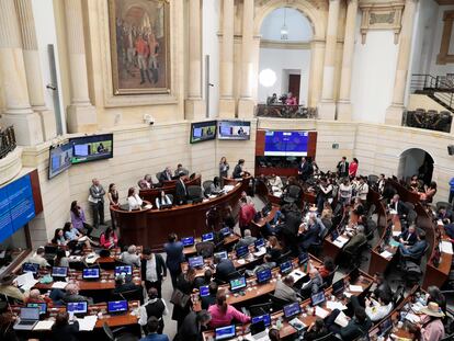 Senadores asisten a un debate en el Congreso colombiano, en Bogotá (Colombia).