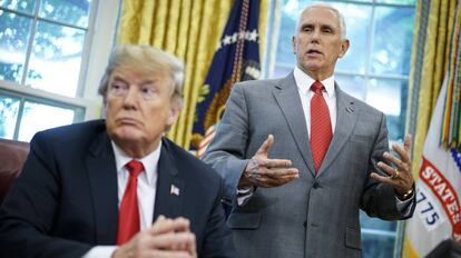 O vice-presidente dos EUA, Mike Pence, e o presidente Donald Trump