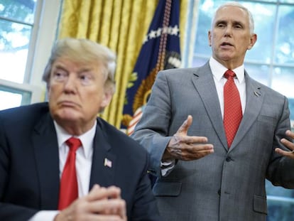 O vice-presidente dos EUA, Mike Pence, e o presidente Donald Trump