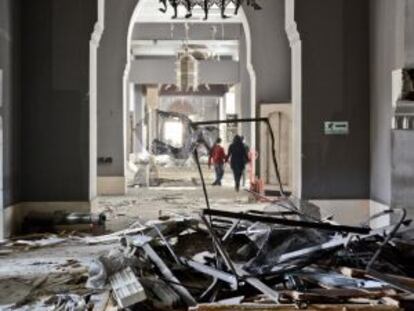 Destrozos ocasionados por una bomba en el Museo de Arte Islámico.