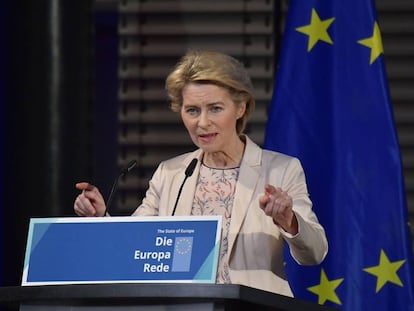 Ursula von der Leyen, este viernes durante su discurso en Berlín.