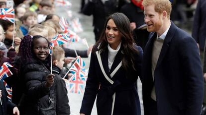 O príncipe Harry e Meghan Markle, em 8 de março