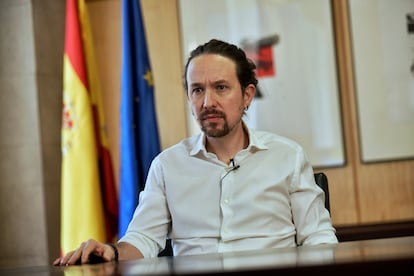 Pablo Iglesias durante la grabación del vídeo en el que anunció que se presentaba de candidato a las elecciones autonómicas de Madrid.