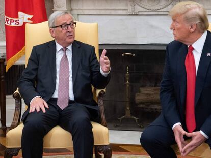 Reunión entre el presidente estadounidense, Donald Trump, y el presidente de la Comisión Europea, Jean-Claude Juncker.