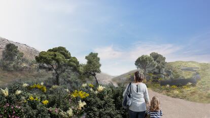 Recreación del acceso a un nuevo cementerio naturalizado para el sureste. GISTAU COSCULLUELA