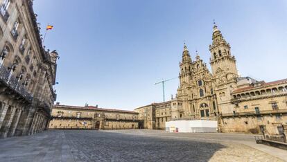 Plaza del Obradoiro, en Santiago de Compostela, este jueves.