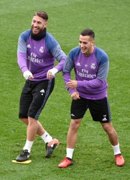 Lucas Vázquez y Ramos, durante el entrenamiento.
