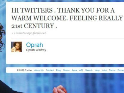 Primer tuit de Oprah Winfrey.