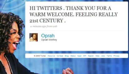 Primer piulada d'Oprah Winfrey.