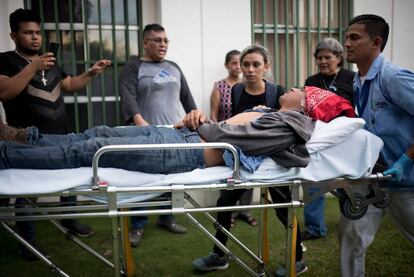 Um dos feridos na marcha desta quarta-feira.