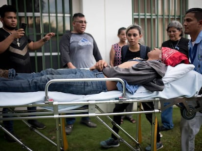 Um dos feridos na marcha desta quarta-feira.