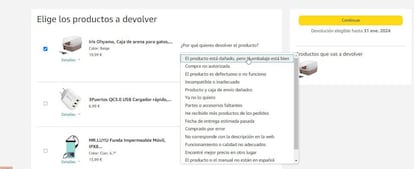 Devolución en Amazon