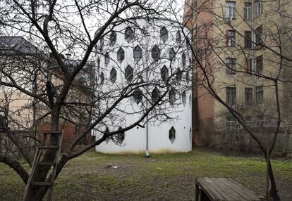 Exterior de la Casa de la Utopía, la casa construida por Konstantin Melnikov en Moscú.