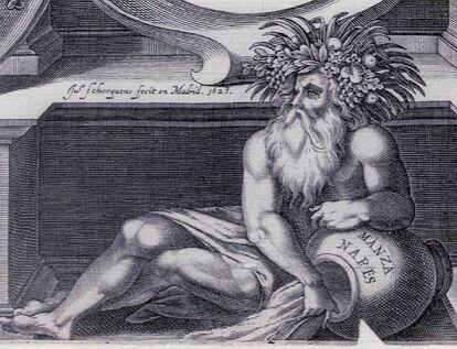 Alegoría del río Manzanares, grabado de 1623.