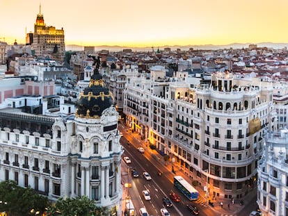 Panorámica de la Gran Vía de Madrid.