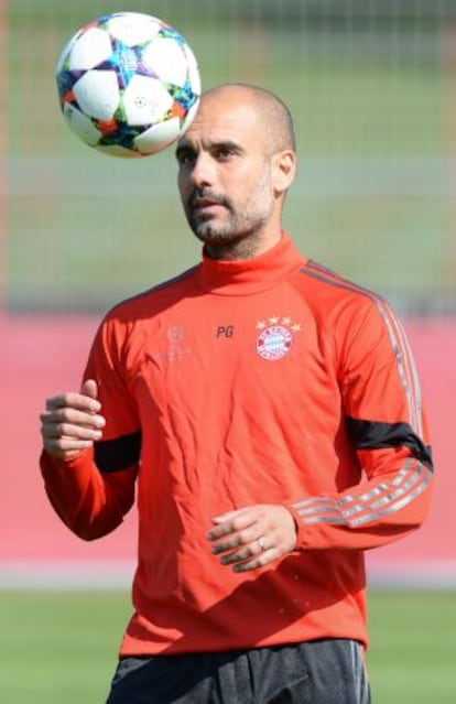 Guardiola, durante un entrenamiento del Bayern de Múnich