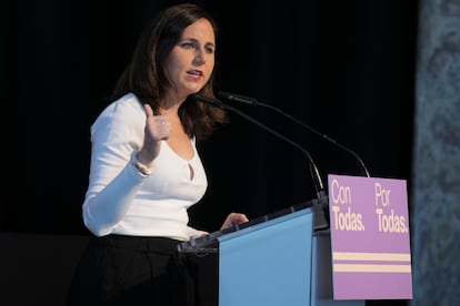 La ministra de Derechos Sociales y secretaria general de Podemos, Ione Belarra, en un acto del partido el pasado noviembre, en Madrid. 